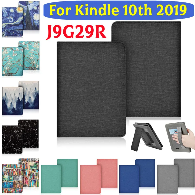 With HandStrap Belt Case for Kindle Basic 10th Gen Stand Case Magnetic 6'' 2019 J9G29R Ebook PU Leather Smart Cover Funda