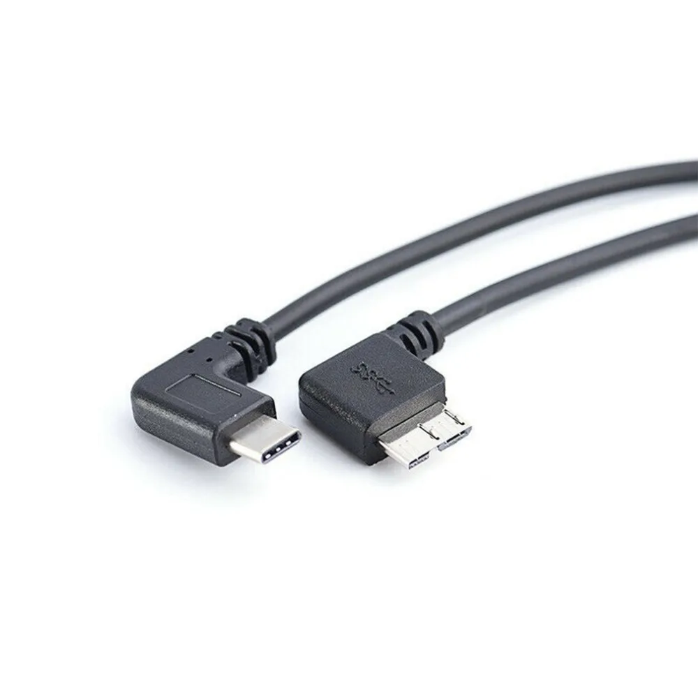 Nowy kąt 90 stopni USB3.1 typu C do USB 3.0 Micro B kabel danych 5Gbps Adapter złącza dla dysku twardego telefon komórkowy PC OTG typu C