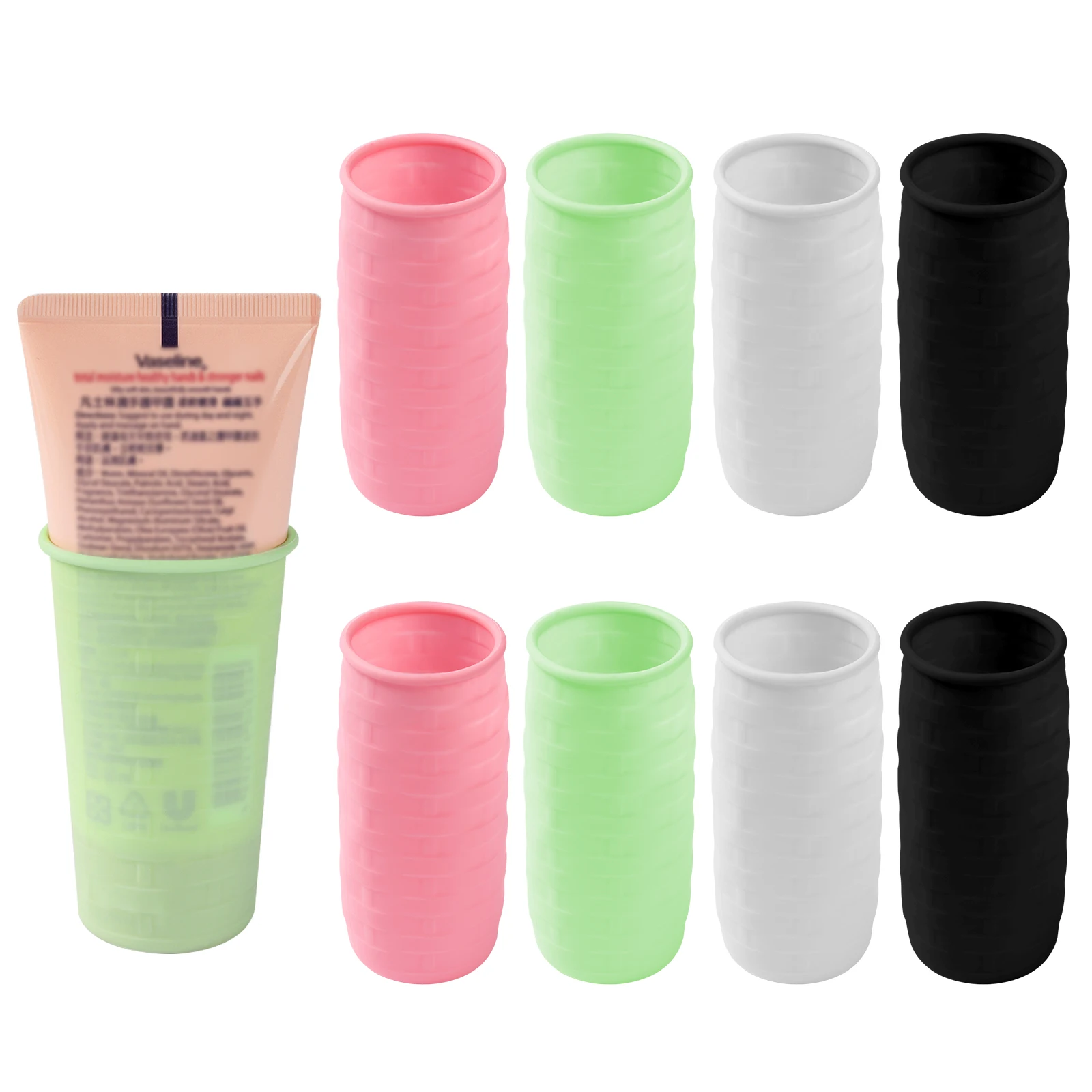 8PCS Silicone Travel Toiletries Cover Elastic Sleeves for Leak Proofing Reusable Silicone Toiletry Sleeves Leak Proof for Women