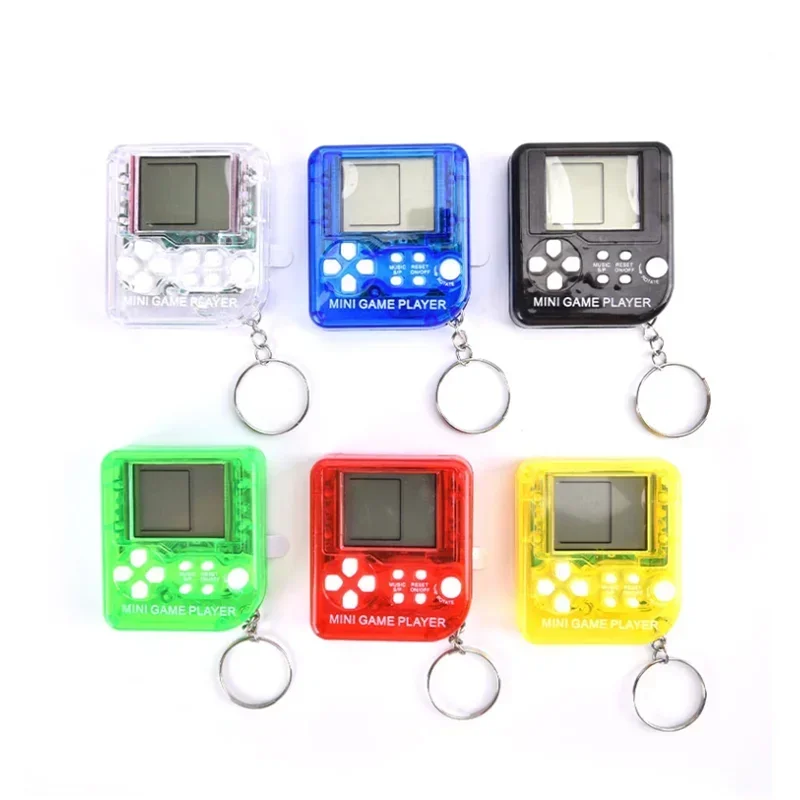 

Portable Mini Pocket Handheld Game Players Built-in Retro Classic Games Square Gaming Console with Key Chain Ring for Kid's Gift