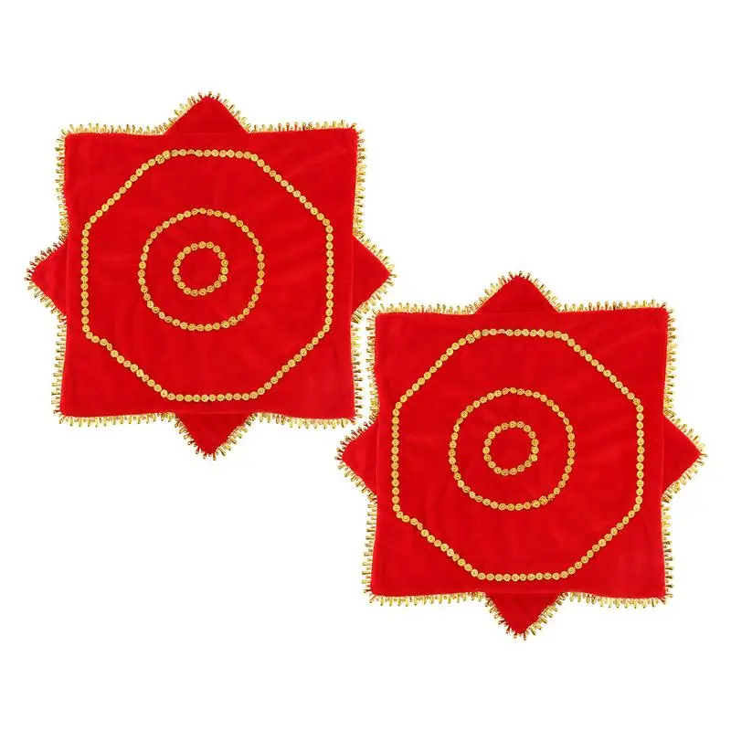 Scarves For Kids Play 2pcs Soft Red Octagonal Handkerchief Vintage Yangko Towel Performance Prop Decor Flower Art Decor For