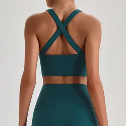 Solid Color Tight Cross Back Strap Women Fitness Bra Tight Sport Yoga Underwear Top Gym High Strength Comprehensive Training Jog