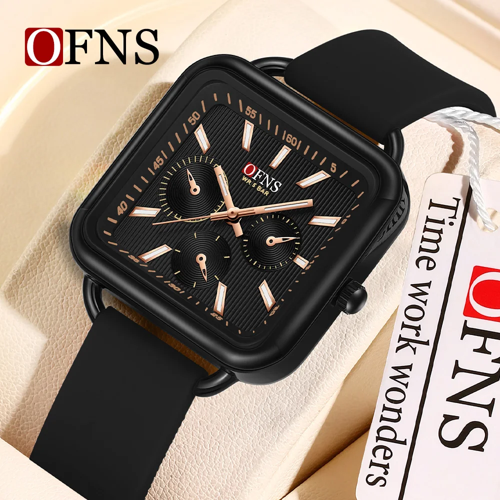 

OFNS new 7503 student quartz watch fashionable and simple night light waterproof women's watch square dial youth watch