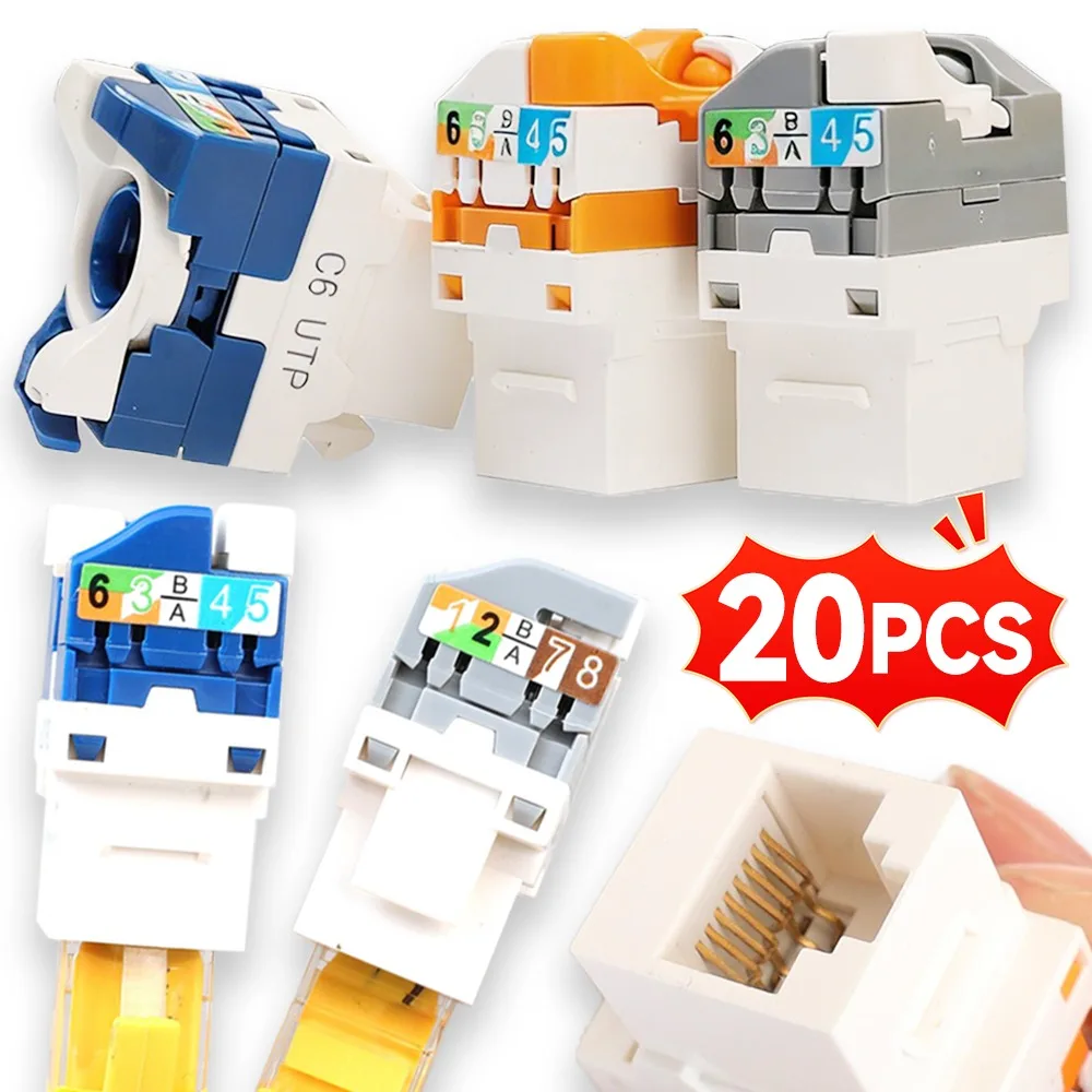 

Безинструментальный модуль-вставка Whirling Wire RJ45 CAT5E CAT6A CAT6 Keystone Ethernet Gigabit UTP, гигабитный Ethernet-разъем, соединитель для интернет-кабелей