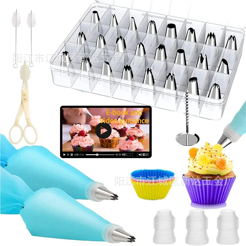 

41PCs Cake Decorating Piping Pastry Bags Tool Set Cake Piping Mouth Muffins Scraper Accessories Kitchen Tool Kit Dessert Trays