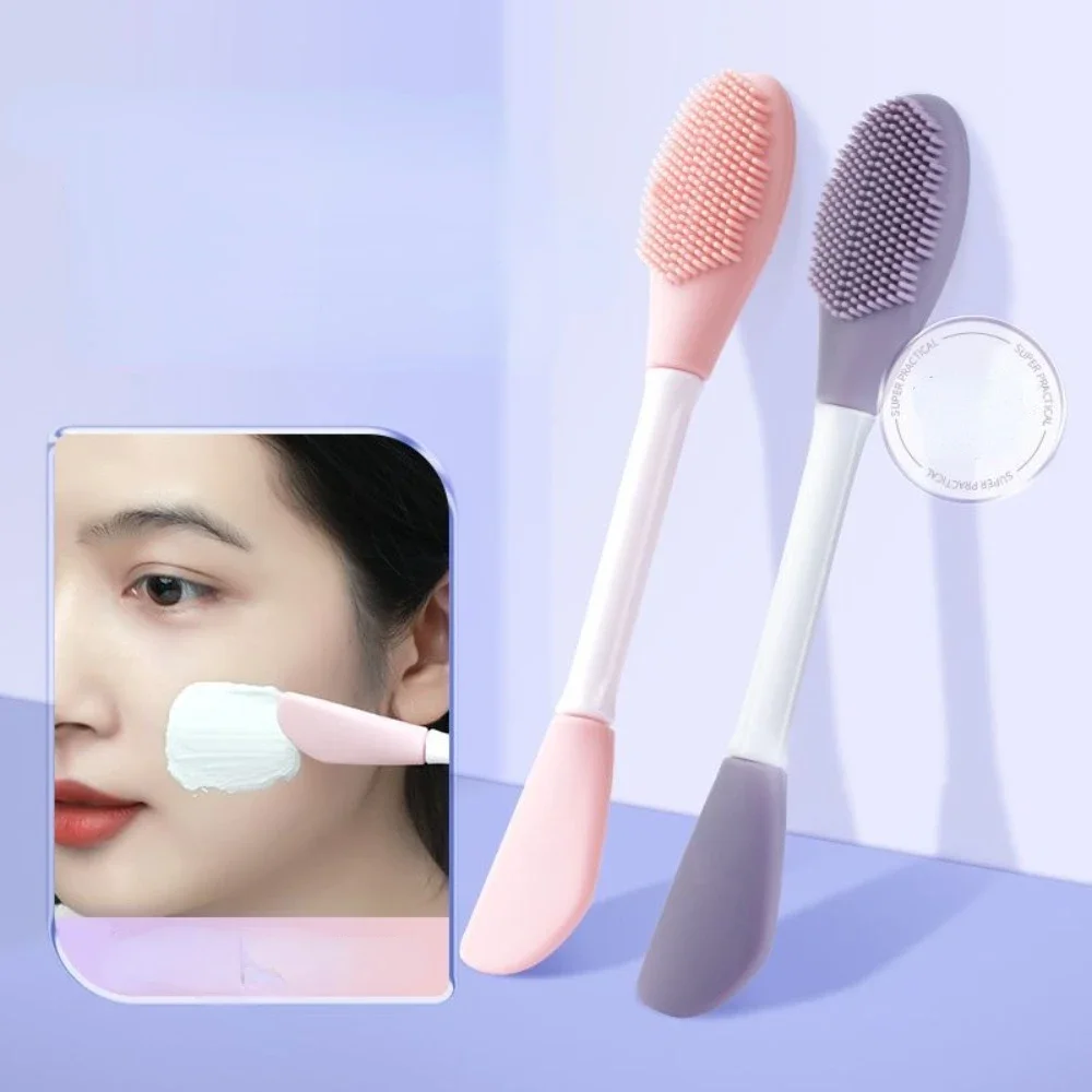 

Double Head Silicone Mask 2-in-1 Magic Cleaning Brush Mud Film Smear Massage Face Brush Portable Soft Hair Head Multi-function