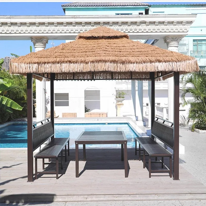 HYS outdoor gazebo villa pastoral courtyard household four corners tea yard agritainment fake hair straw thatch
