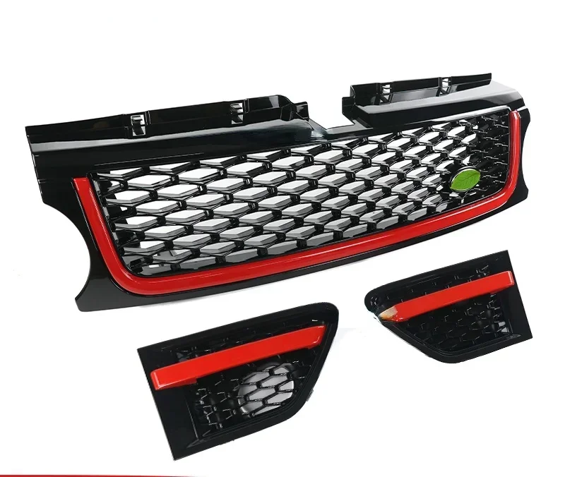 Car Front Bumper Grille Grill+Air Flow Vent Fender Kit For Land Rover Range Rover Sport 2010-2013 L320 Black Red