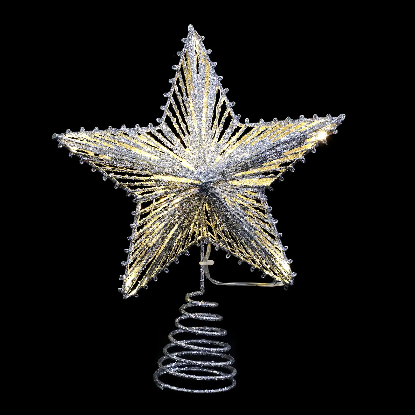 

1pc Christmas Tree Star Topper Lighted Decorations Plastic Xmas Treetop Ornament Festive Holiday Party DIY