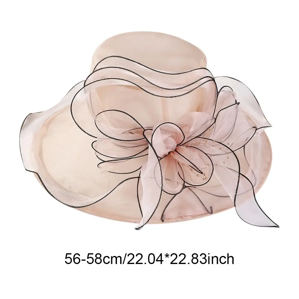 Women\'s Floral Organza Wide Brim Sun Hat Lightweight Breathable Sunshade Hat