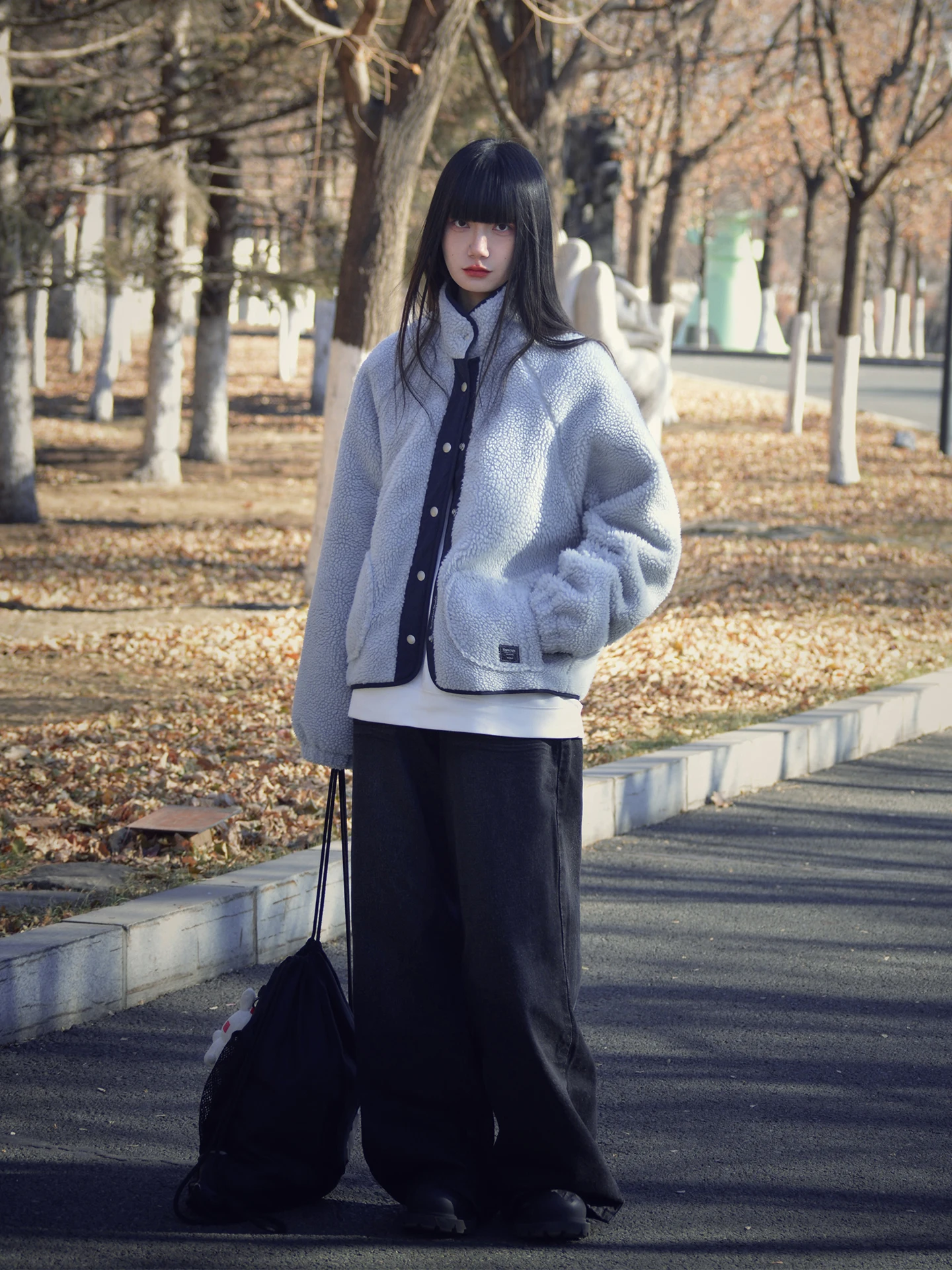 

Женская теплая куртка Mandyelim из овечьей шерсти, повседневная, с длинными рукавами, воротником-стойкой, на флисовой подкладке, свободного кроя, зимняя верхняя одежда