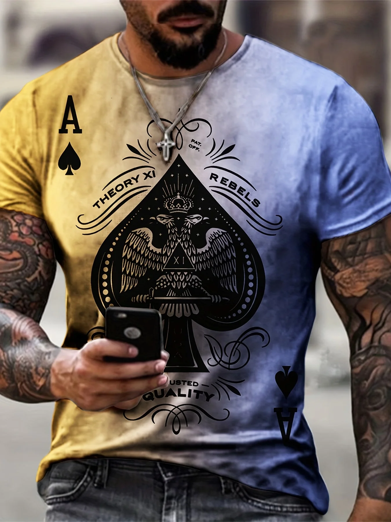 Men's Graffiti Poker Themed Graphic Pattern Print T-shirt Neck Short Sleeve Casual And Stylish Tops For Summer Leisurewear Tops