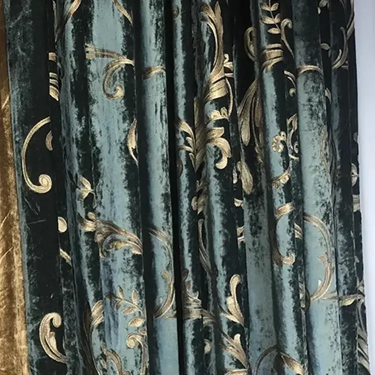 Zasłony w stylu retro amerykańskim, z prawdziwego zielonego aksamitu, żakardowe, łączone, do salonu, sypialni, na balkon, do willi, produkty na zamówienie.