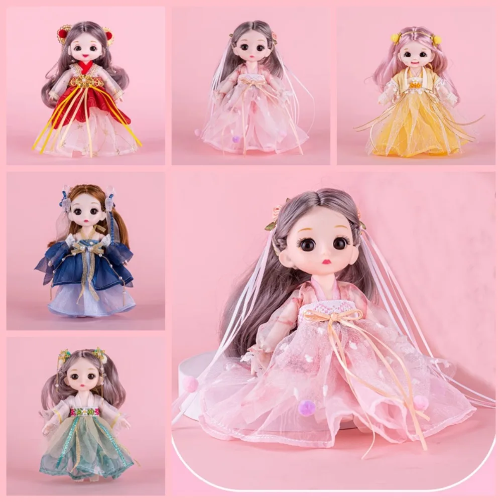 

Multiple Colors Ancient Dress Bjd Doll Little Princess Chinese Costume 17cm Hanfu Princess Dolls Plastic Hanfu Princess