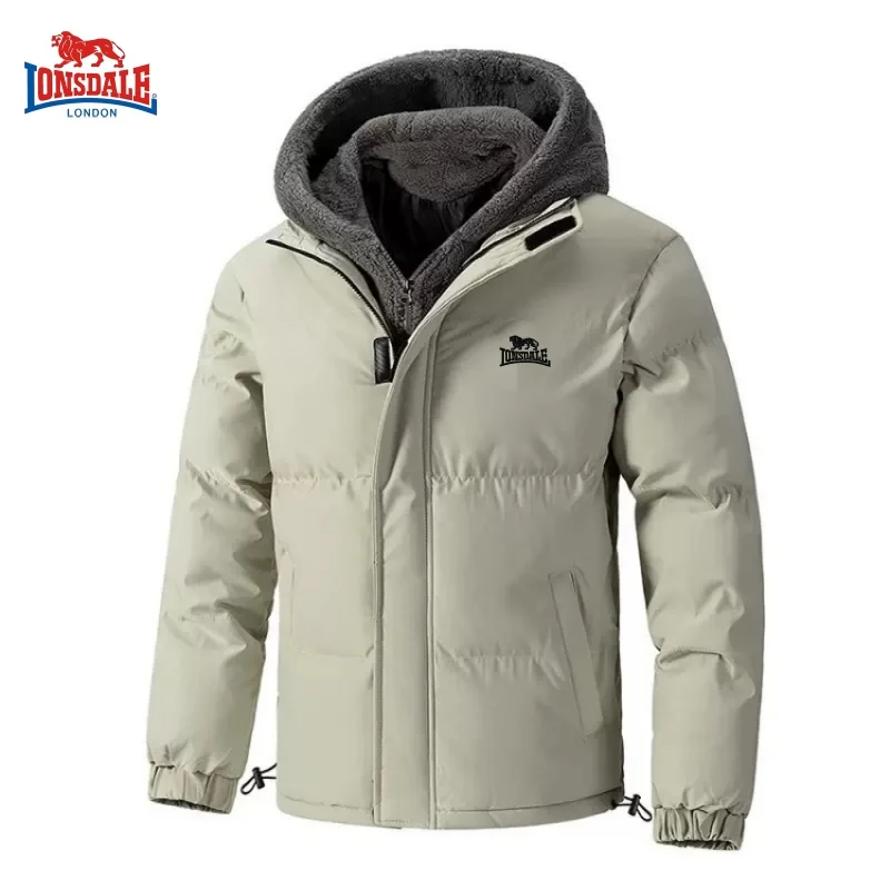 

Новая осенне-зимняя мужская куртка из двух частей из искусственного хлопка с капюшоном, модная и повседневная, ветрозащитная и теплая, универсальная куртка