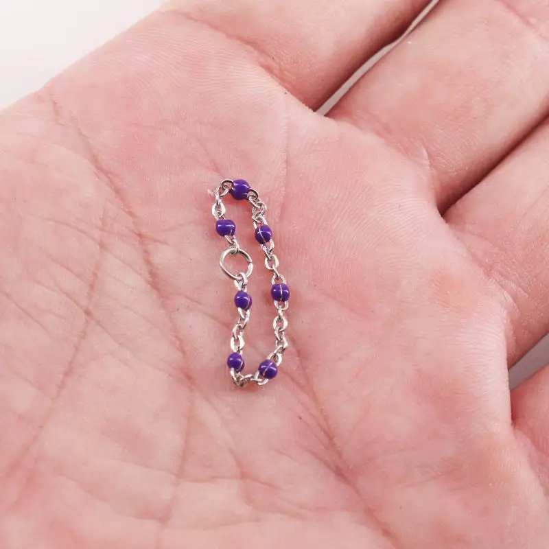 55- 58mm Steel color finger ring 1.5mm Cross chain with colors Environmental protection resin women fashion jewelry ZX691-ZSZ293