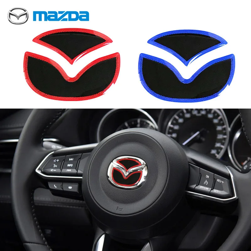 

1pcs Car Steering Wheel Logo Stickers Blue Red Auto Decorative Styling Decals Sticker for Mazda Axela ATENZA CX-5 CX-4 Car Goods
