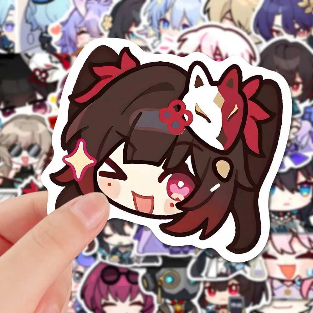 10/62Pcs Honkai StarRail Stickers Collection Anime Q-version Figure Stickers Waterproof Sticker Cell Phone Suitcase Sticker