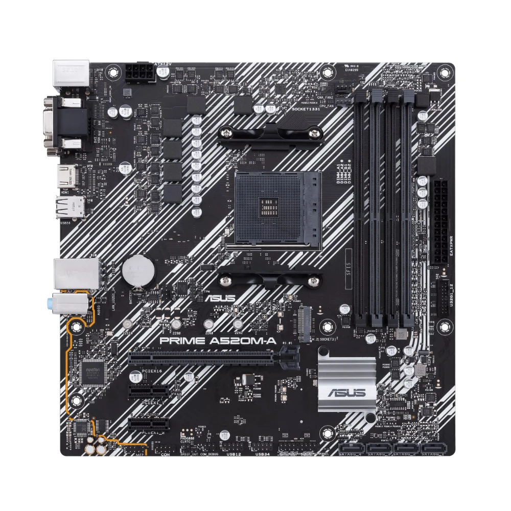 Imagem -04 - Placa-mãe Asu Prime A520m-a M-atx com Soquete Am4 para Processadores Ryzen 2a 3a Geração 5600 5600g 5700x 5700x3d 5500 Ddr4 Slot