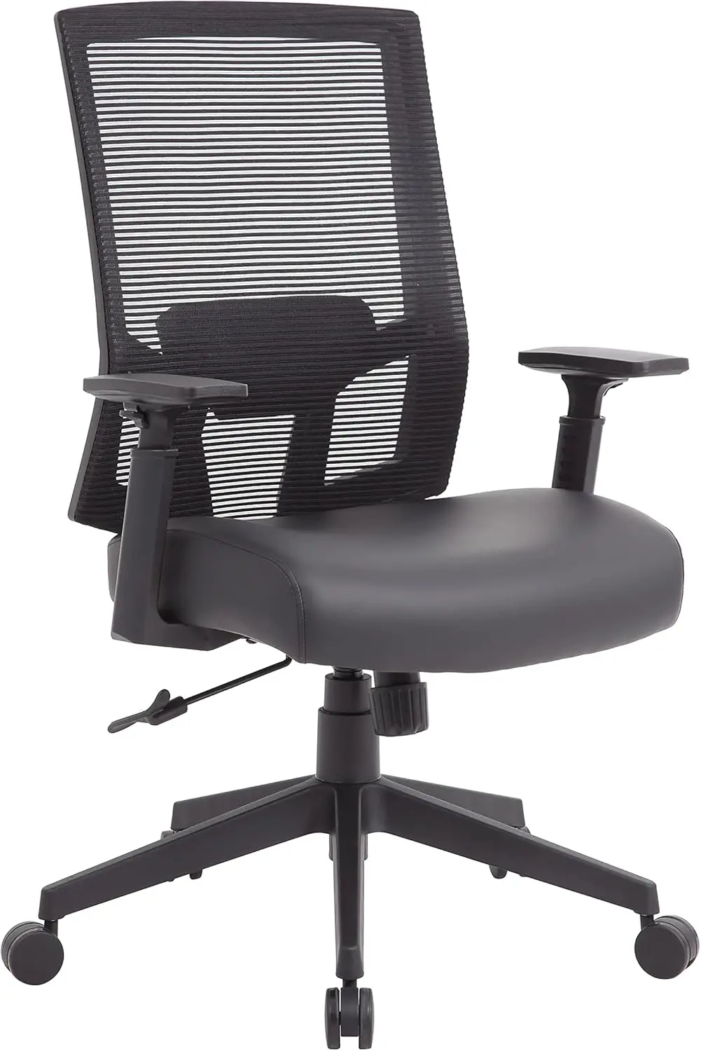 

Виниловое рабочее кресло Boss Office Products с сетчатой спинкой и синхронным наклоном черного цвета