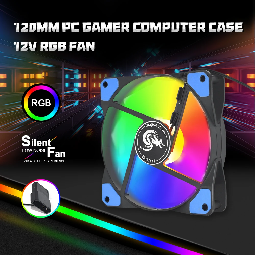 

Охлаждение процессора RGB бесшумный вентилятор 120*120*25 мм корпус аксессуары для ПК 120 мм геймерский компьютерный корпус 12 В