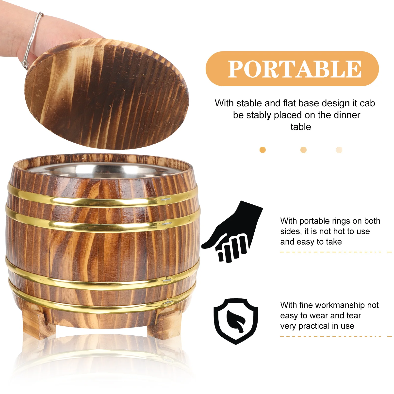 

1Set Rice Steaming Bucket Multi-Purpose Wooden Container with Cover for Kitchen Dining Room Rice Lover Gift Idea