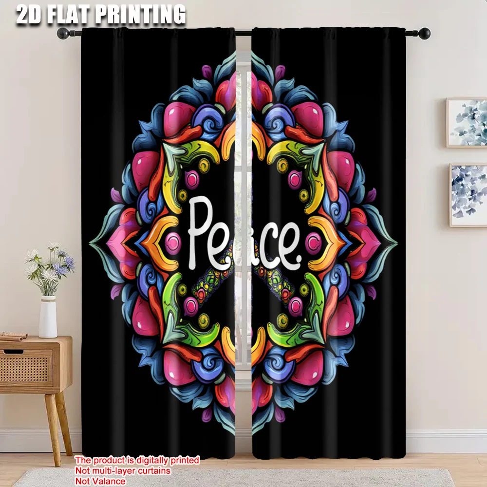 

2pcs, 2D flat printing Curtain peace Light Filter Birthday Party Use for polyester curtains Party Decoration Supplies