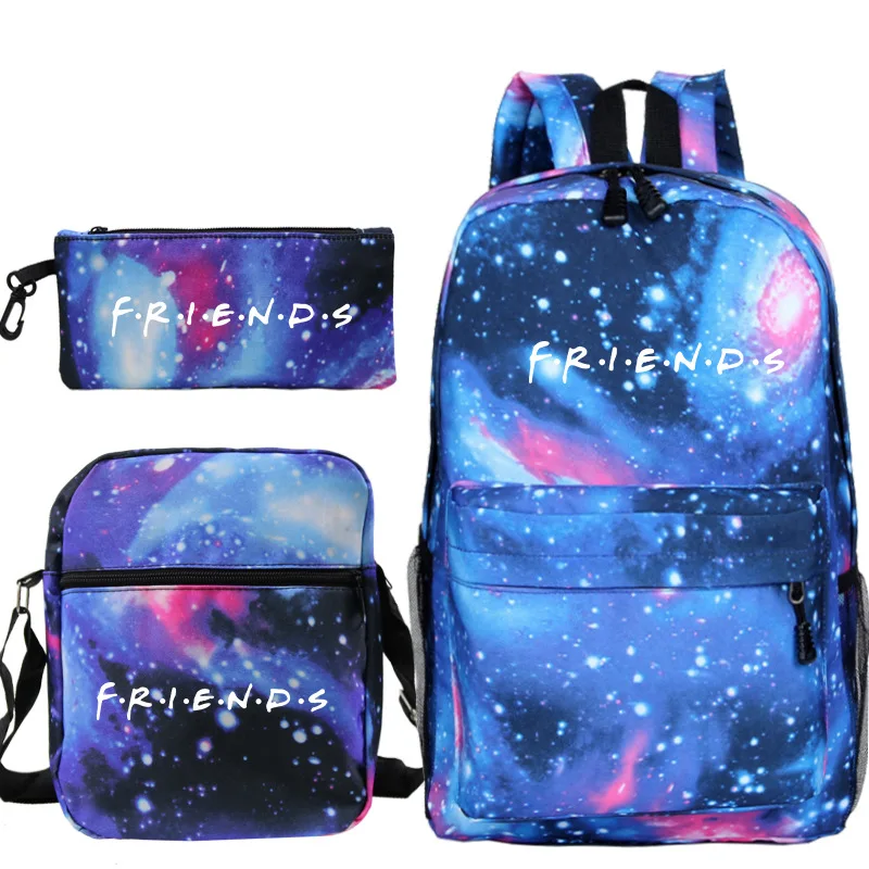 

3pcs Set Friends TV Series Anime School Backpacks Cool Schoolbag Student Shoulder Bag for Boy Pen Pencil Bags