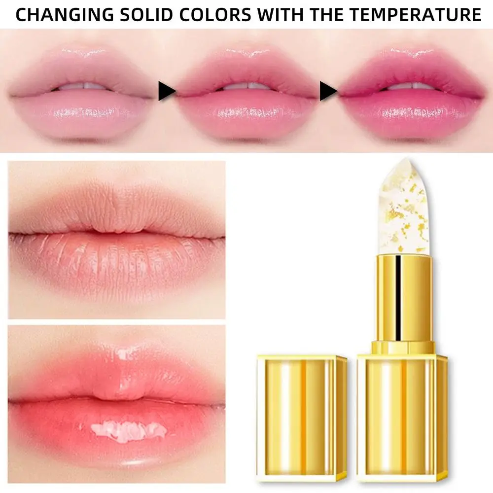 Feuchtigkeitsspendender, farbwechselnder Lippenstift, wasserdicht, Anti-Trocknung, Lippenpflegecreme, langlebig, Antihaft-Cup, Gelee-Blumen-Lippenstift