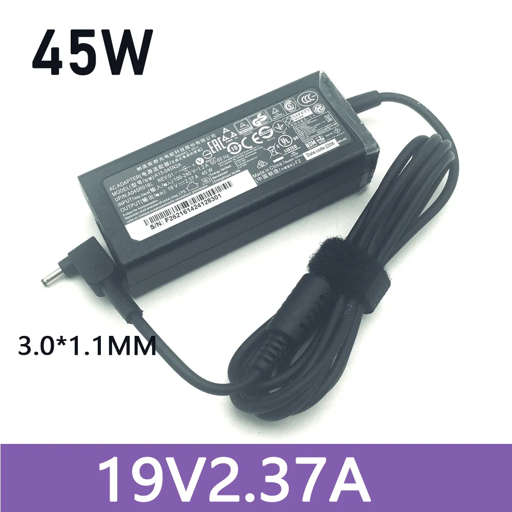Adaptador de CA genuino de 19V 2.37A 45W para ACER Aspire One Cloudbook AO1-131 AO1-131 AO1-431 Chromebook 11 C730,R 11 C738T cargador