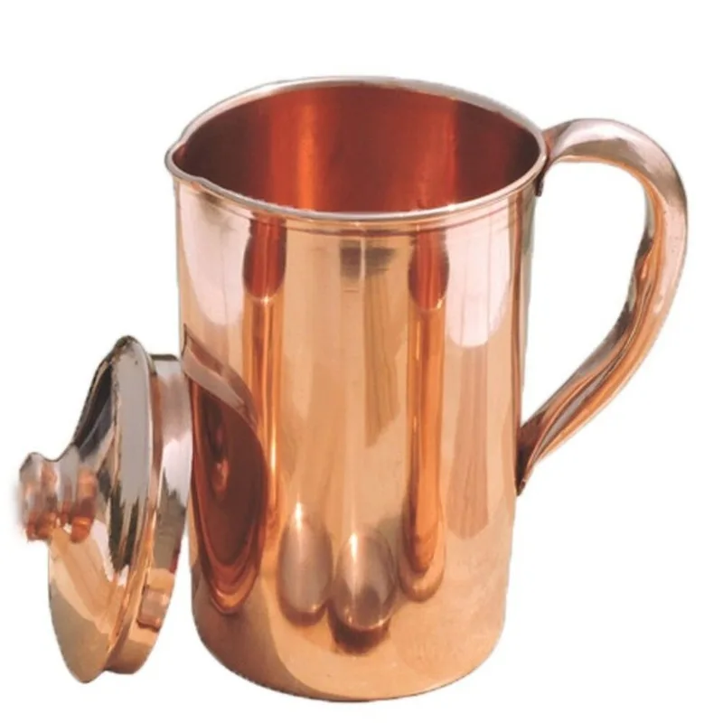 Pure Copper Handmade Jug Water Pitcher 1.5 L and 2 Glasses 300ml of Set