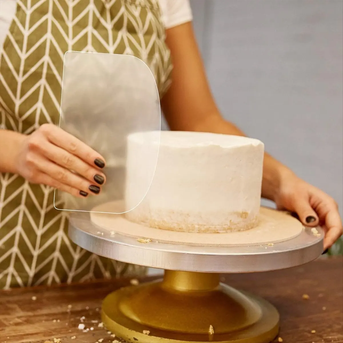 A44U 80PCS Plastic Transparent Soft Scraper Cake Cream Scraping Plate Baking Round Edge Cutter Elastic Baking Scraper