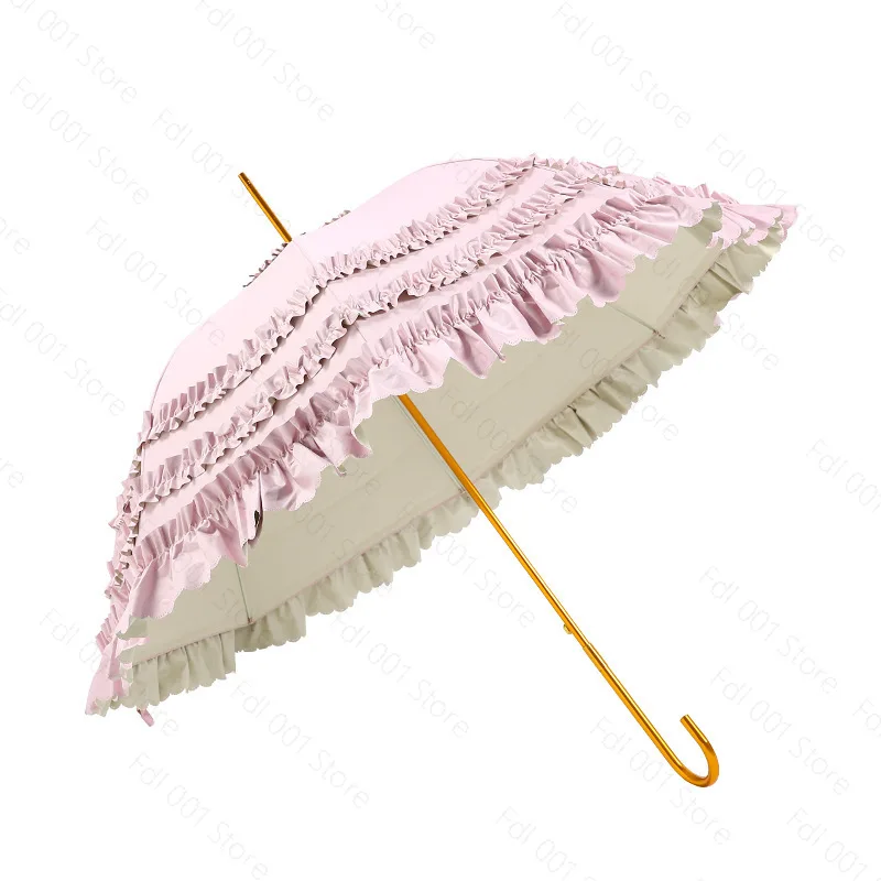 Lolita Style Lace Princess Parasol UV‑Protective Color Glue Coating Umbrella for Sun Rain Dual‑Use Women Outdoor Use