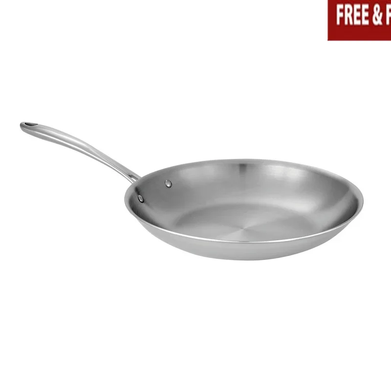 

Tri-Ply Clad Stainless Steel Fry Pan 12 Inch Induction Ready Cooking Pan Oven Safe Dishwasher Safe Kitchen Cookware