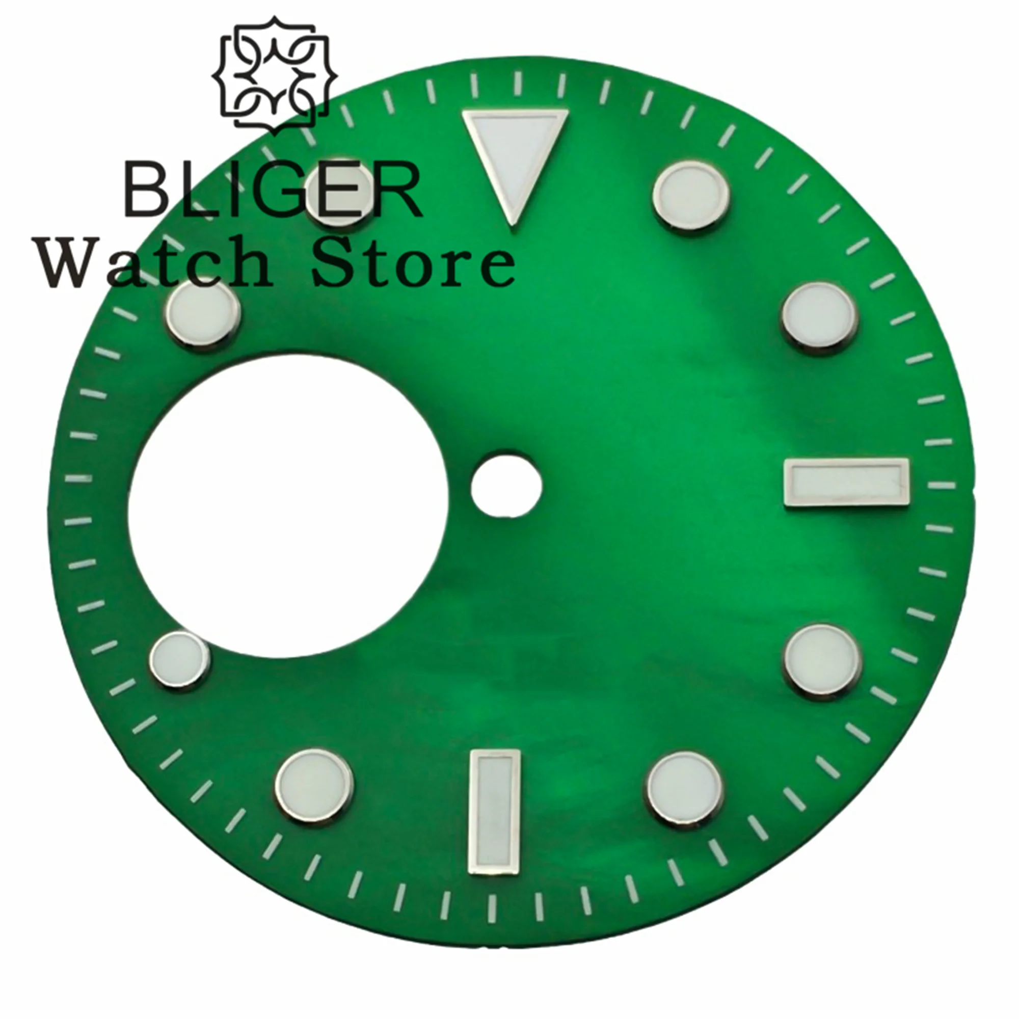 BLIGER 29mm NH38 Watch Dial Black blue white Green Orange shell Dial Green Luminous Fits NH38 Movement