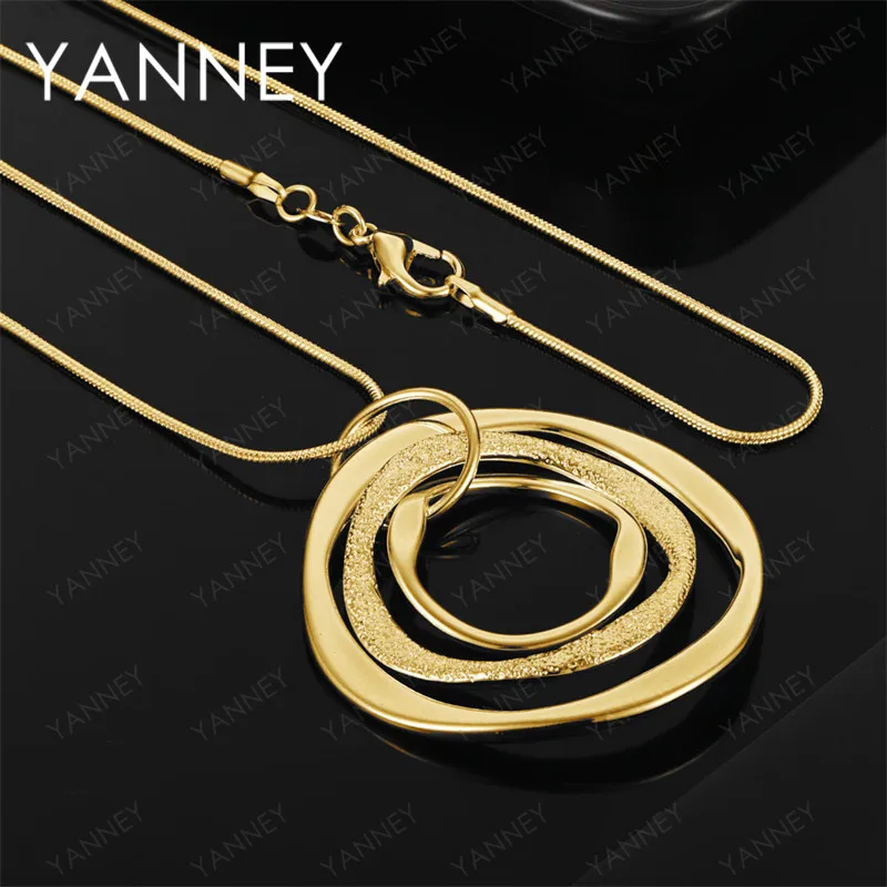 

925 Sterling Silver 18K Gold 16-30 Inch Delicate Multi-Strand Round Pendant Necklace for Women, Wedding Accessories