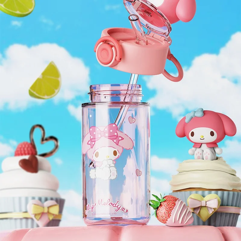 X&W For Sanrio Transparent Cup 500ml Kawaii Hello Kitty Kuromi Water Bottle Tritan Kid Drinking Cup Portable Outdoor Straw Cups view 5