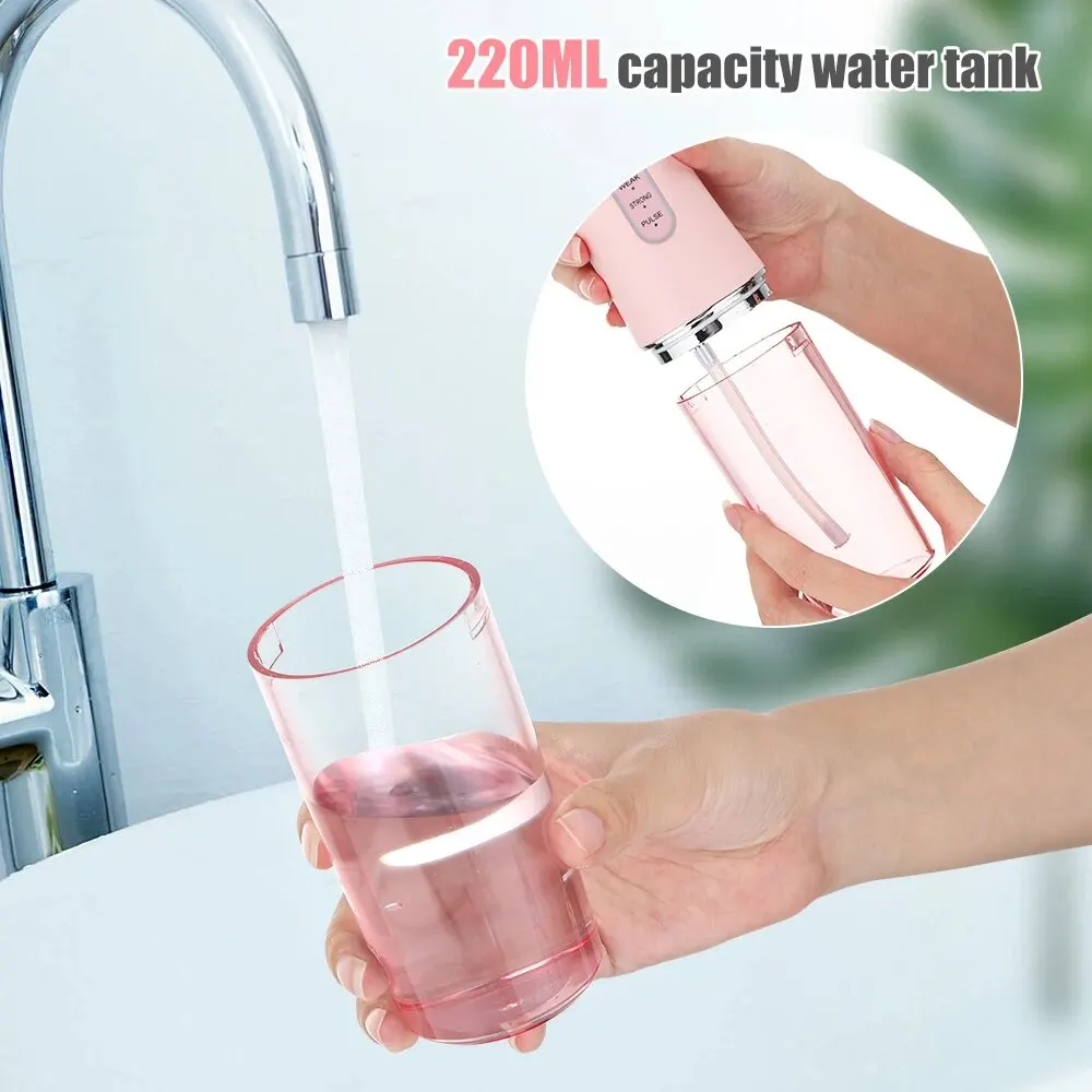 Oral Irrigator Portable Dental Water Flosser USB Rechargeable Water Jet Floss Tooth Pick 4 Jet Tip 220ml 3 Modes IPX7 1400rpm image 3