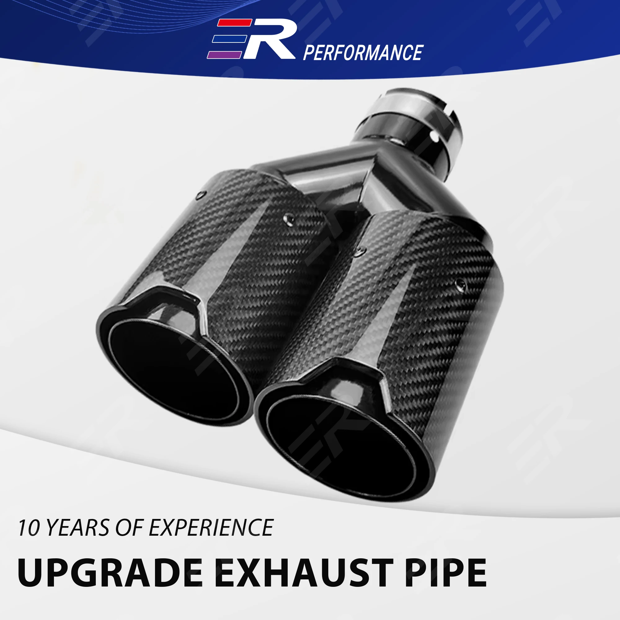 

Carbon Fiber Glossy Car Muffler Tip 93mm Y Shape Double Exit Exhaust Pipe Nozzle Decoration Universal Stainless Black for BMW