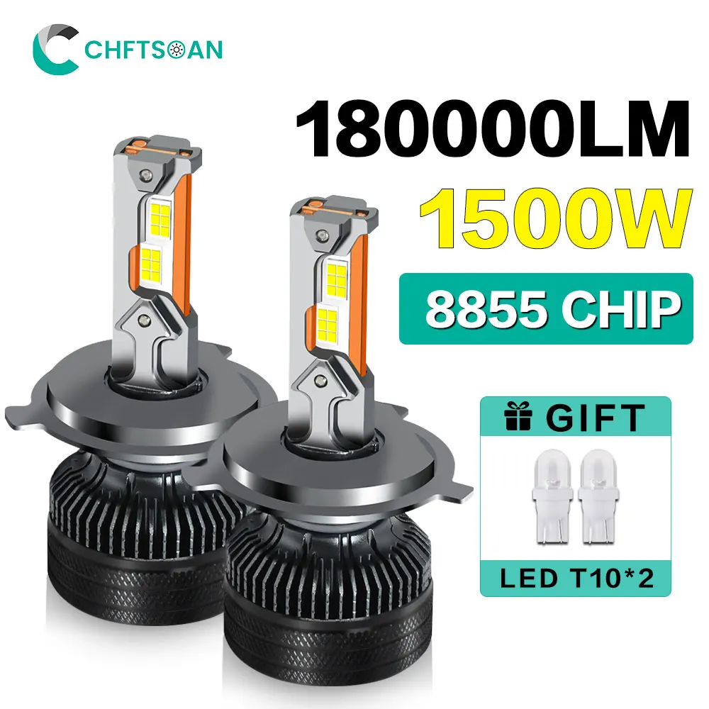 Chftsoan 1500W High Power Headlight Three Copper Tube LED Headlight 180000LM H4 H1 H7 H11 9005 9066 Headlamp 6000K Fog Light 32V