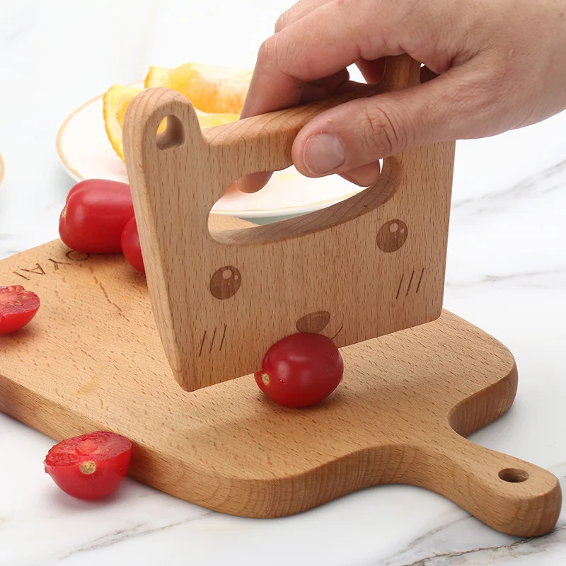 Wooden Knife Kids Cooking Toys Safe Knives Cutting Fruit Vegetable Chopper Kitchen Toy Montessori Education Tools For Toddlers