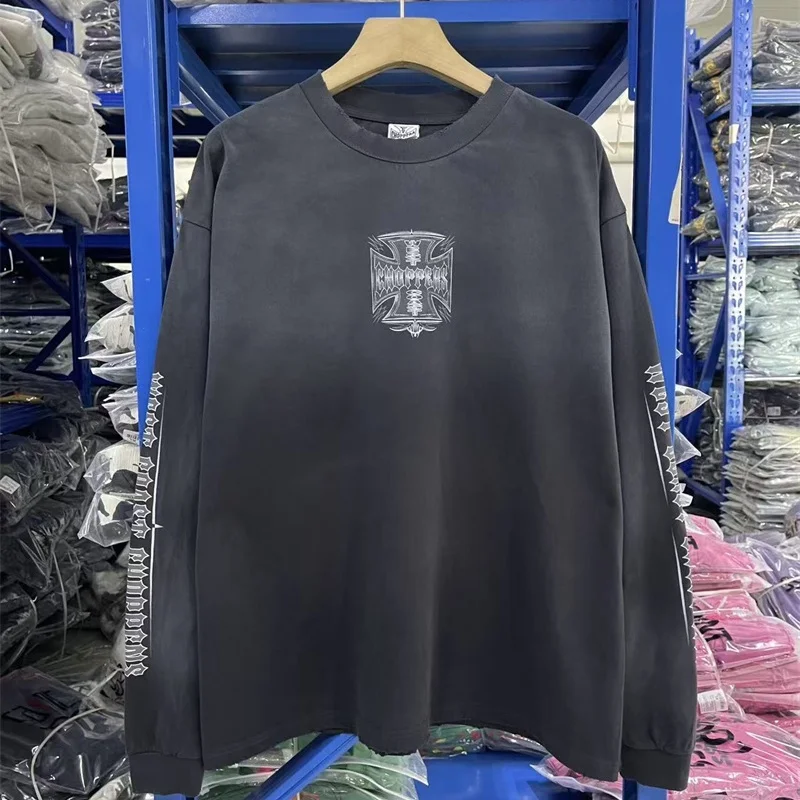 Fall West Coast Choppers Long-Sleeve T-Shirt Vintage Washed Blue T Shirt