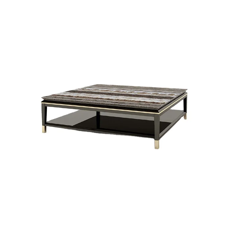 Factory Custom Minimalistic Modern Wedding Centre De Black Coffee Marble Table Set Living Room Furniture