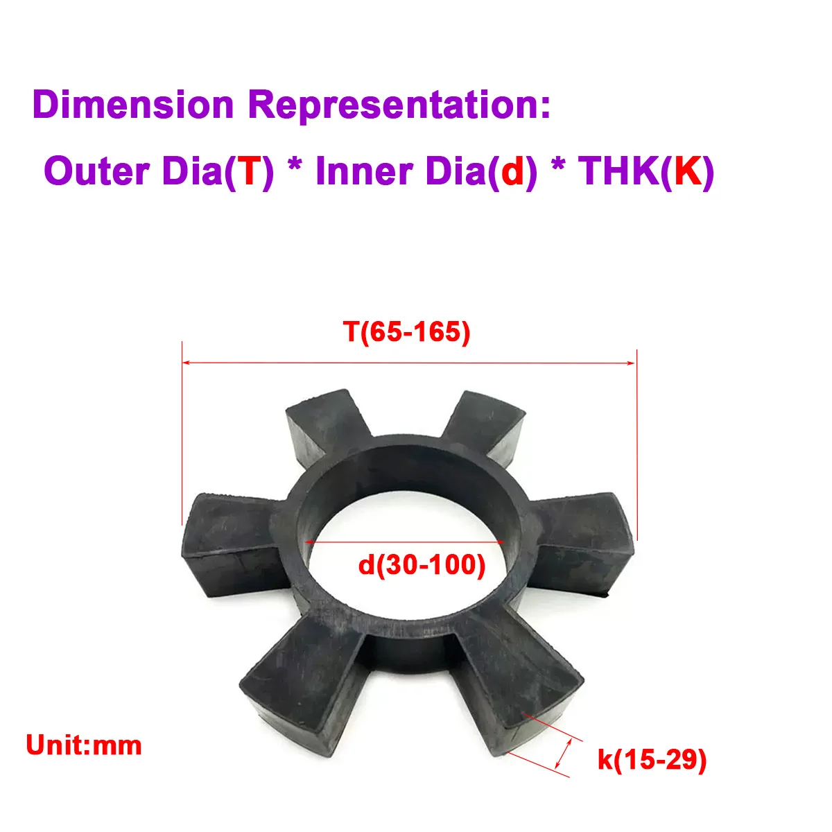 Rubber Coupling Buffer Pad t-Shaped Plum Blossom Hexagonal Water Pump Wheel Pad Elastic Rubber Block