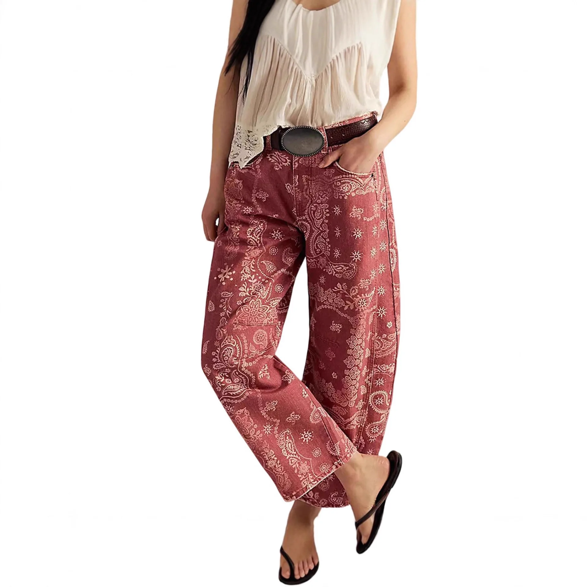 Gothic High Waist Y2k Baggy Black Harajuku Hip Hop Pattern Sickle-shaped Wide-leg Pants Wide Leg Python Capris