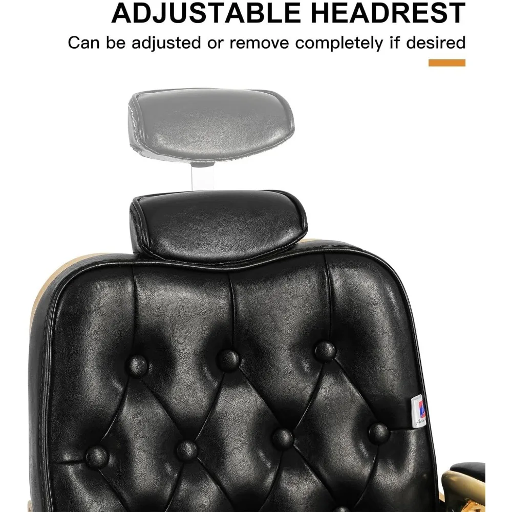 كرسي الحلاقة كرسي صالون معدات السبا كرسي الحلاق عتيق عالي التحمل (ذهبي)