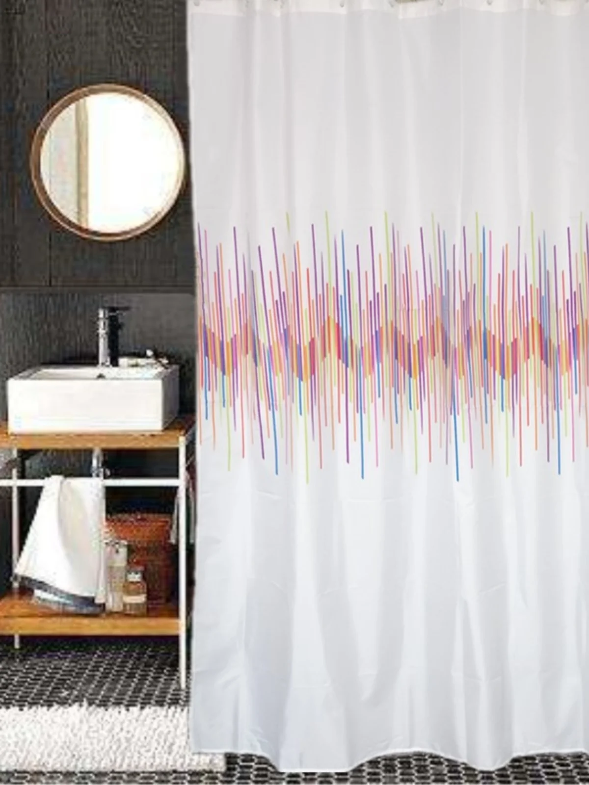 

Thiened Polyester Bath Curtain Waterproof Mold Proof Batoom Partition Curtain Qui Dry Sp Stripe Nordic Sle for Everyone