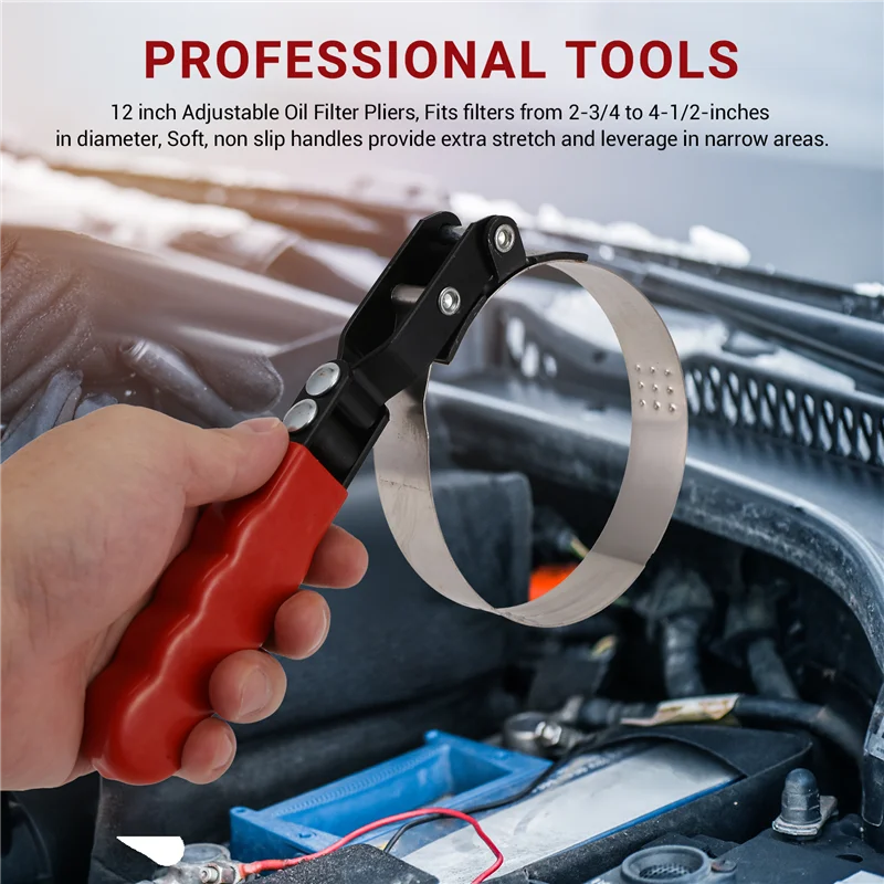 

NEW-5PCS Standard Oil Filter Swivel Wrench Set 2-3/4 - 5-1/4 Inch Adjustable Oil Filter Pliers Oil Filter Removal Tool