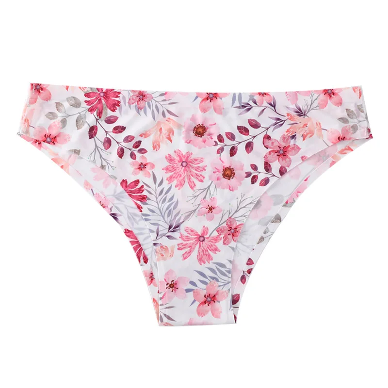 아이스 실크 파편 로우 웨이스트 속옷, 심리스 통기성 삼각형 바지, 섹시한 하프 랩 엉덩이