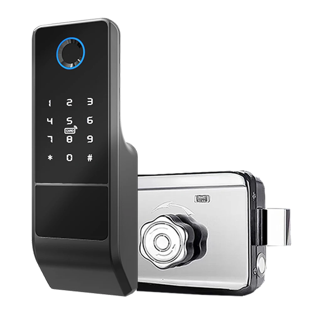 Tuya WiFi Keyless App Door Handle Digital Smart Door Lock Biometric Lock Fingerprint Door lock